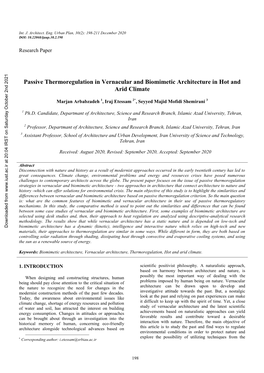 Passive Thermoregulation in Vernacular and Biomimetic Architecture in Hot and Arid Climate