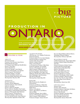 Productions in Ontario 2002