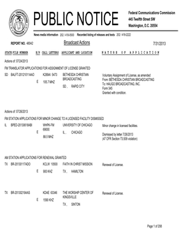 PUBLIC NOTICE Federal Communications Commission