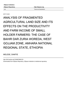 Analysis of Fragmented Agricultural Land Size And