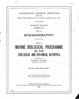 Part 5. Marine, Biological Program & Other Zoological and Botanical Activities