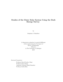 Studies of the Outer Solar System Using the Dark Energy Survey