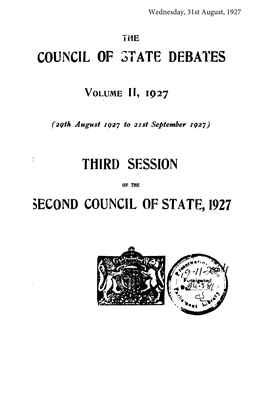 R ATE DEBA THIRD SESSION 5ECOND COUNCIL of STATE, 1927