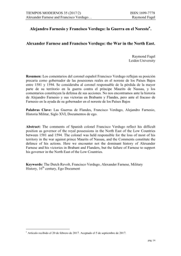 La Guerra En El Noreste . Alexander Farnese and Francisco Verdugo