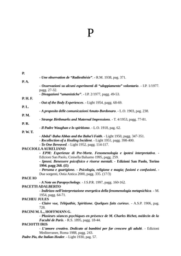 P. - Une Observation De “Radiesthésie”