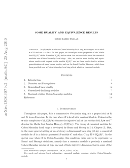 Some Duality and Equivalence Results