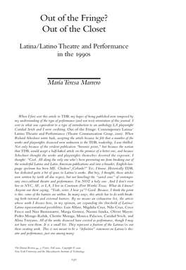 Latina/Latino Theatre and Performance in the 1990S
