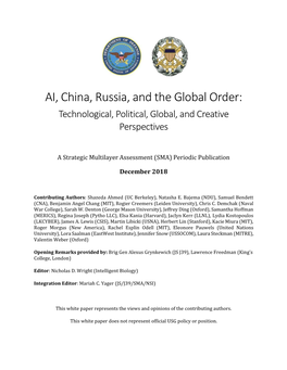 AI, China, Russia, and the Global Order: Technological, Political, Global, and Creative Perspectives