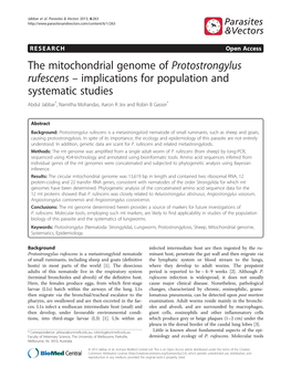 The Mitochondrial Genome of Protostrongylus Rufescens