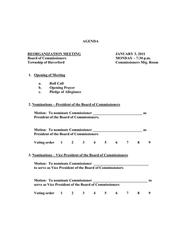2011 Board of Commissioners Agendas & Minutes