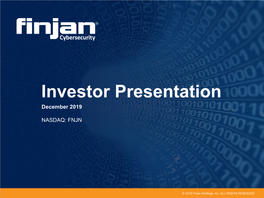 Investor Presentation December 2019