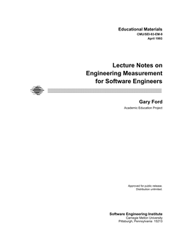 Lecture Notes on Engineering Measurement for Software Engineers ______