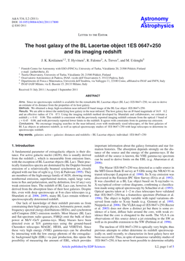 The Host Galaxy of the BL Lacertae Object 1ES 0647+250 and Its Imaging Redshift