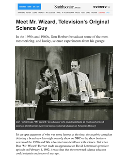 Mr. Wizard Smithsonian Article