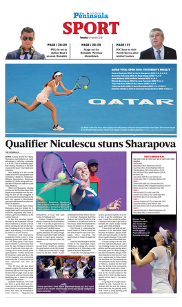 Qualifier Niculescu Stuns Sharapova