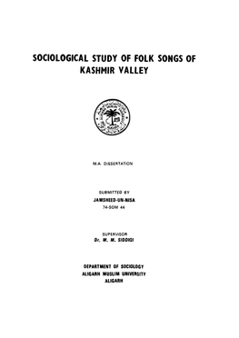 Sociological Study of Folk Songs of Kashmir Valley