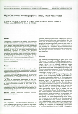 High Cretaceous Biostratigraphy at Tercis, South-West France
