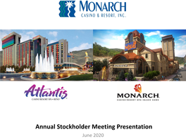 Annual Stockholder Meeting Presentation June 2020 Forward-Looking Information