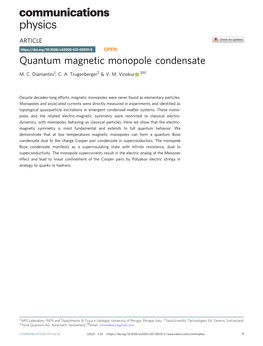 Quantum Magnetic Monopole Condensate ✉ M