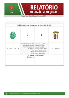 Sporting CP SC Braga Cartões Subs Golos Min Jogadores Min Golos Subs Cartões