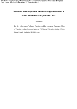 Distribution and Ecological Risk Assessment of Typical Antibiotics In