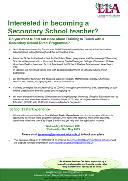 Interested in Becoming a Secondary School Teacher? Do You Want to Find out More About Training to Teach with a Secondary School Direct Programme?
