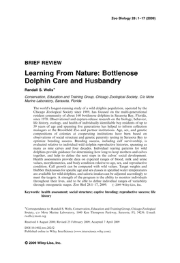 Learning from Nature: Bottlenose Dolphin Care and Husbandry