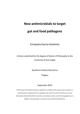 New Antimicrobials to Target Gut and Food Pathogens