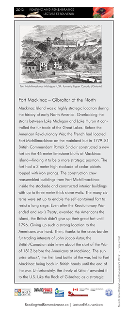 Fort Mackinac – Gibraltar of the North Mackinac Island Was a Highly Strategic Location During the History of Early North America