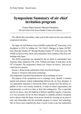 Symposium Summary of Air Chief Invitation Program