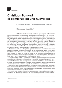 Christiaan Barnard: El Comienzo De Una Nueva Era