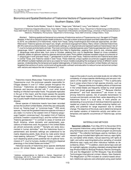 Bionomics and Spatial Distribution of Triatomine Vectors Oftrypanosoma
