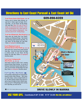 Directions to East Coast Parasail & East Coast Jet