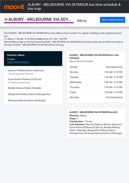 ALBURY - MELBOURNE VIA SEYMOUR Bus Time Schedule & Line Map