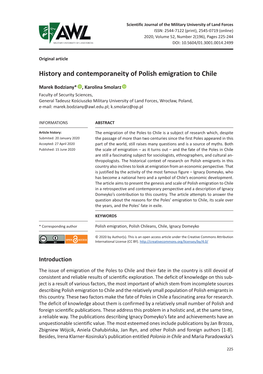 History and Contemporaneity of Polish Emigration to Chile