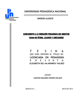 Acercamiento a La Formación Pedagógica Del Director Técnico De Fútbol