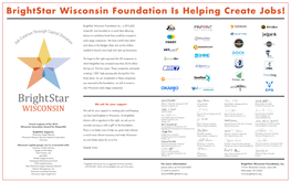 Brightstar Wisconsin Foundation Is Helping Create Jobs!
