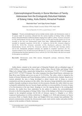 Cytomorphological Diversity in Some Members of Family Asteraceae from the Ecologically Disturbed Habitats of Solang Valley, Kullu District, Himachal Pradesh