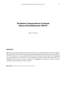 A Colonial History of the Fiji Museum 1904-70