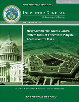 Navy Commercial Access Control System Did Not Effectively Mitigate Access Control Risks (Repot1 No