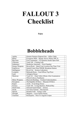 FALLOUT 3 Checklist