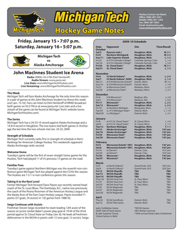 Hockey Game Notes