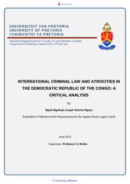 International Criminal Law and Atrocities in the Democratic Republic of the Congo: a Critical Analysis