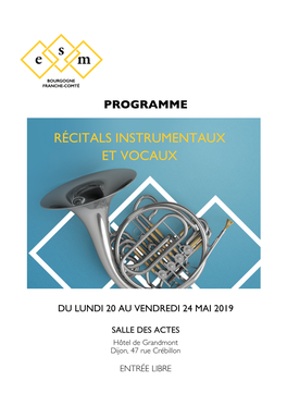 Récitals Instrumentaux Et Vocaux