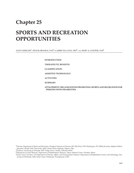 Chapter 25 SPORTS and RECREATION OPPORTUNITIES