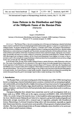 Some Patterns in the Distribution and Origin of the Millipede Fauna of the Russian Plain (Diplopoda)