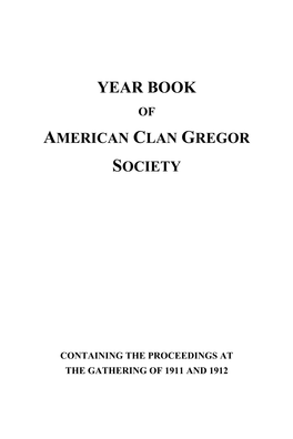 Year Book of American Clan Gregor Society