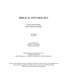 Biblical Psychology