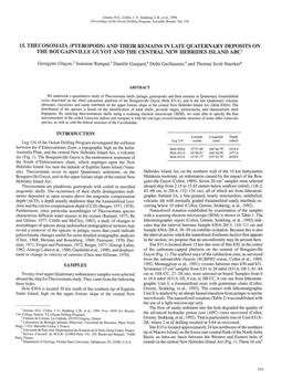 Pteropods) and Their Remains in Late Quaternary Deposits on the Bougainville Guyot and the Central New Hebrides Island Arc1