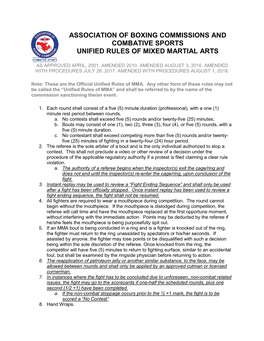 Association of Boxing Commissions and Combative Sports Unified Rules of Mixed Martial Arts